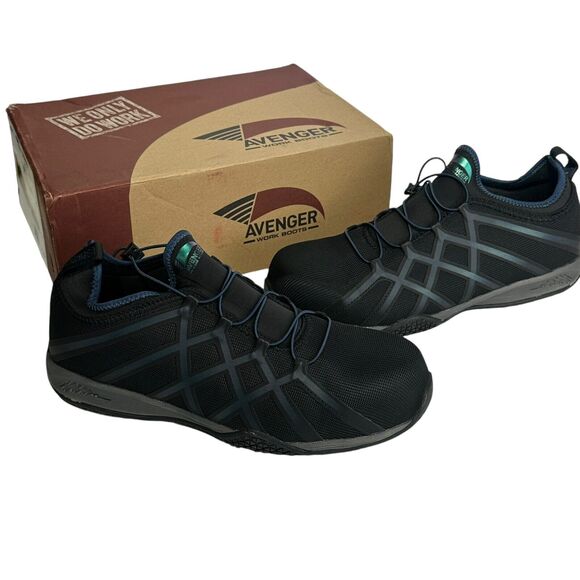 Avenger Work Boots Hydro Shoes Black Low Top Ankle Safety Toe Mens Size 11 - Picture 1 of 10